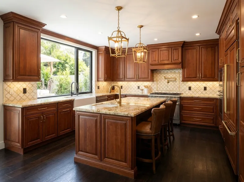 The same kitchen rendered in traditional style
